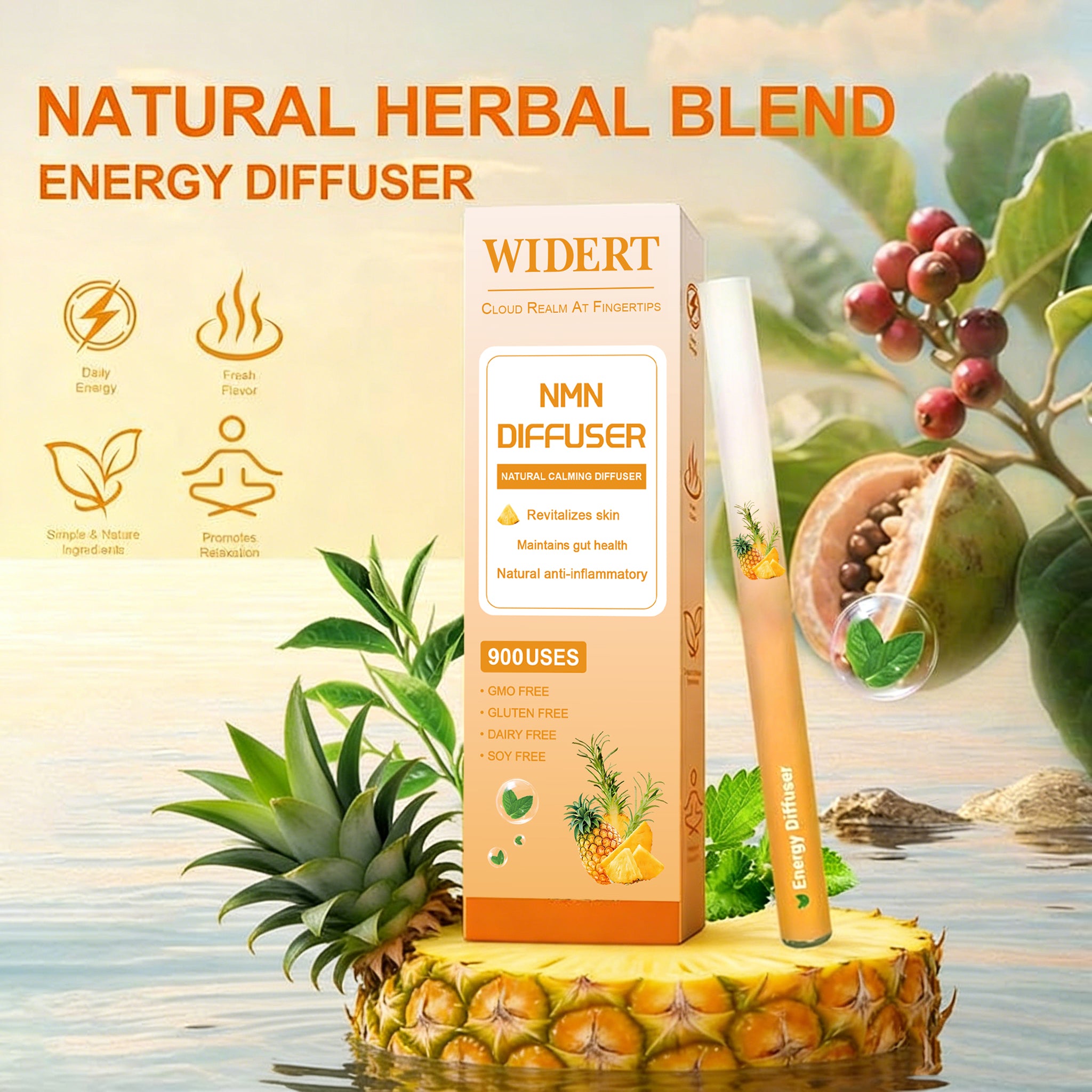 WIDERT Extra Strength Lung Cleanse Herbal Air Diffuser Pen - Pineapple