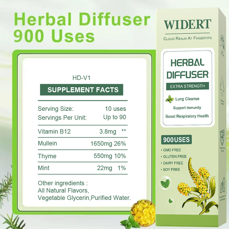 WIDERT Extra Strength Lung Cleanse Herbal Air Diffuser Pen - Mint