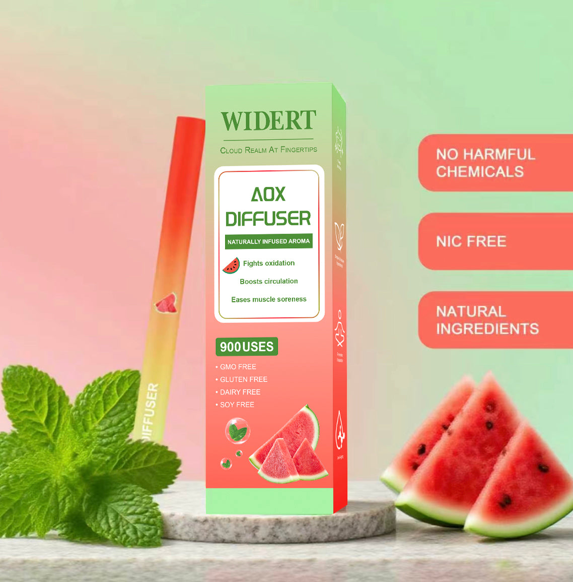 WIDERT Extra Strength Lung Cleanse Herbal Air Diffuser Pen - Watermelon
