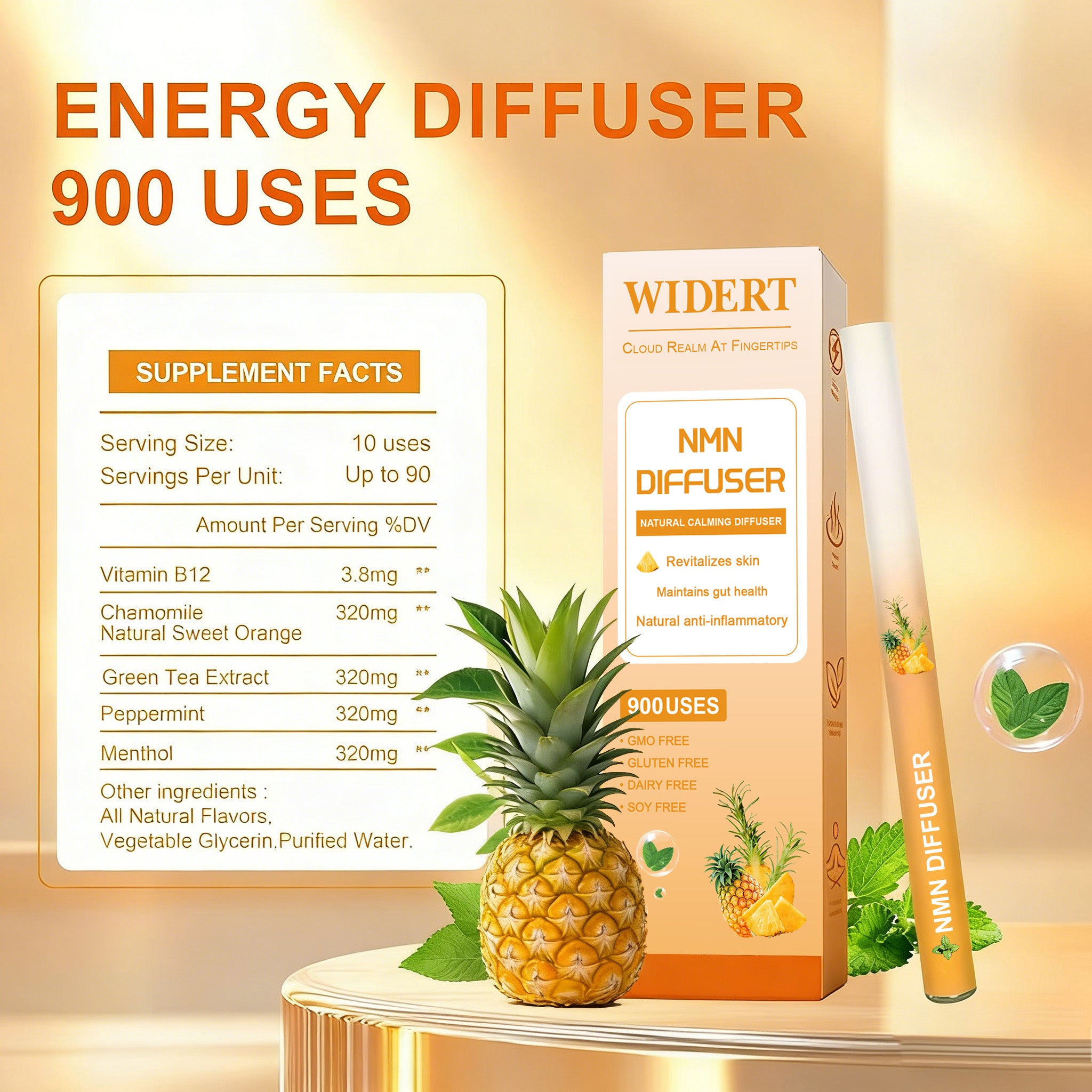 WIDERT Extra Strength Lung Cleanse Herbal Air Diffuser Pen - Pineapple